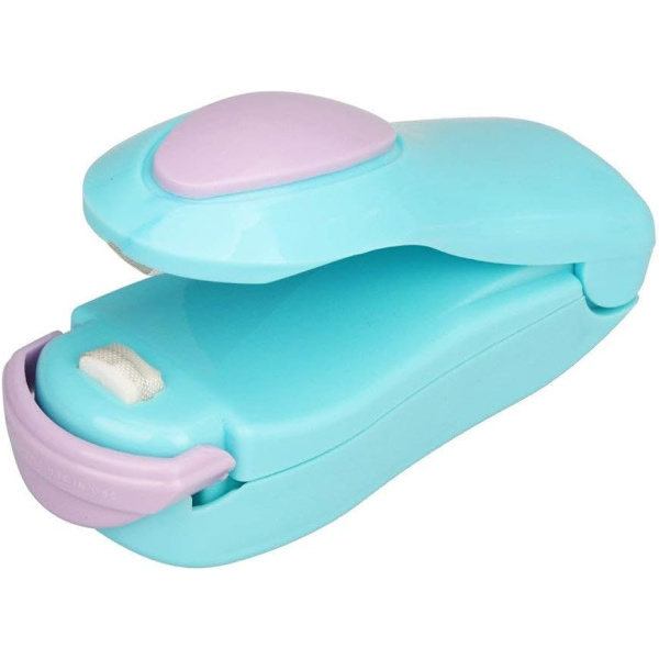 1 stk. Blå Mini Bag Sealer, Bærbar, Kjøkkenmaskin, Plastvarme