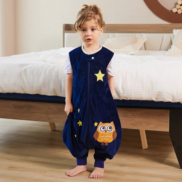 Flanell sovsäck för barn med ben Mjuk pyjamas Tjej Pojke S