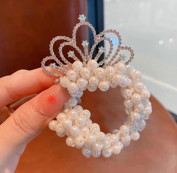 Kronprinsesse Hårbånd Elastiske Gummibånd Elegant Kunstig Perle