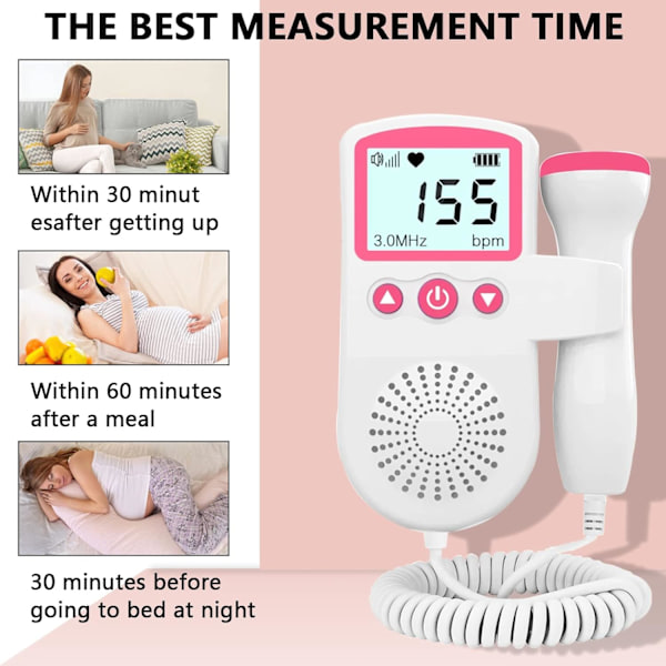 Hjerterytmemonitor, Baby Hjerterytmemonitor Graviditetsdoppler for Hjem Enkel å Bruke