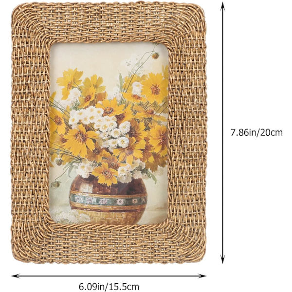 1 stk. Flettet fotoramme Rattan fotoramme Kunstharpiks fotorammer Retr