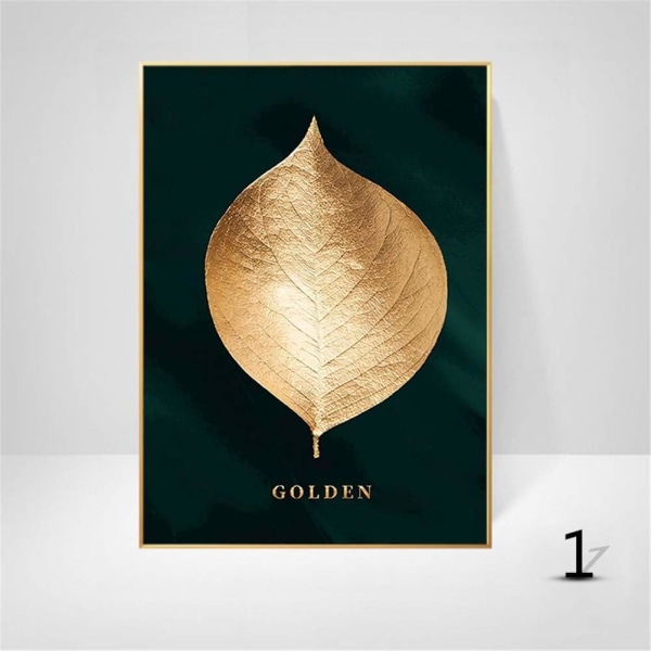Set med 3 designväggaffischer Forest Golden Leaf Palm Tree Framele
