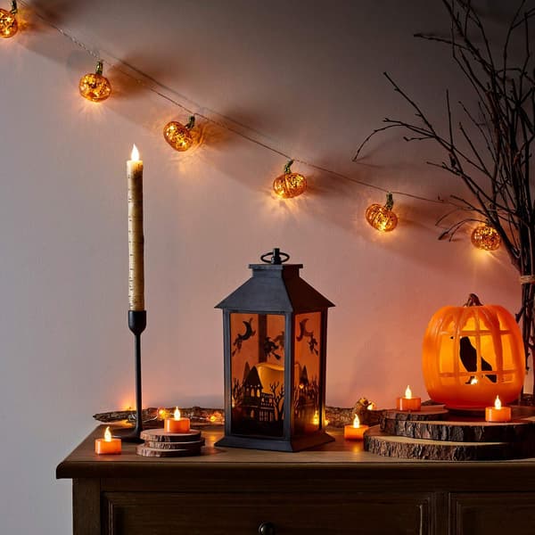 Lights4fun Halloween heks og hjemsøgt hus lysende lanterner