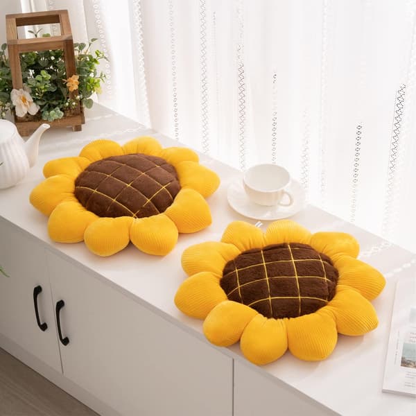 Set med 2 (38 cm) solroskuddar - Solrosformad kudde för R