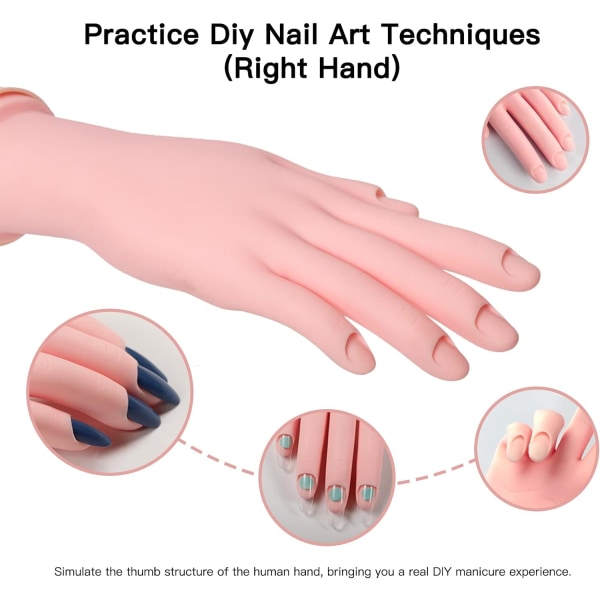 Nail Practice Hand, Nail Art Training Hand Flexibel rörlig Fake