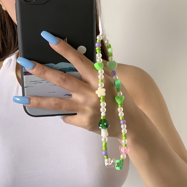 Cute Simple Cell Phone Lanyard Beads Farverige Bohemia Polymer Cla