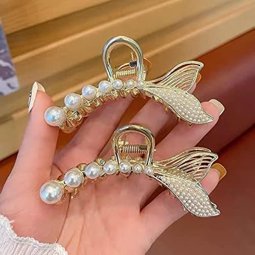 2 stk perleklips, metallklips, sklisikre hårklips