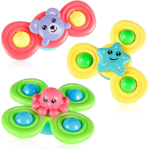 Sugkopp snurrande leksak 3st Sensoriska leksaker för småbarn 1-3 B
