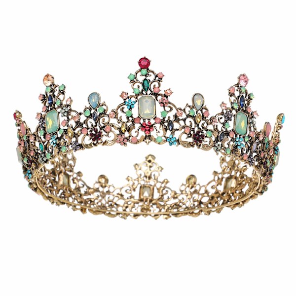 Juvelbesatt barokk dronningkrone Rhinestone bryllupskroner og tiaraer for kvinner, kostymefest hårtilbehør med edelstener
