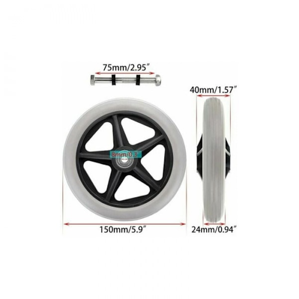 2-pack 6-tums gummihjul för rullstol, rollator,