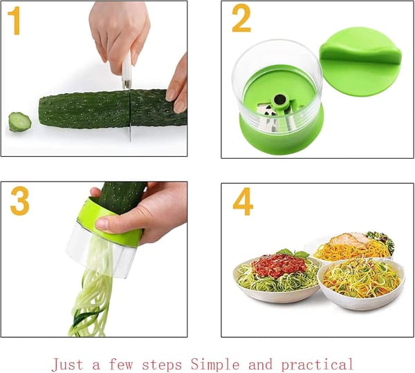 Bærbar grønnsaksspiralizer, spiralgrønnsakskutter, grønnsak
