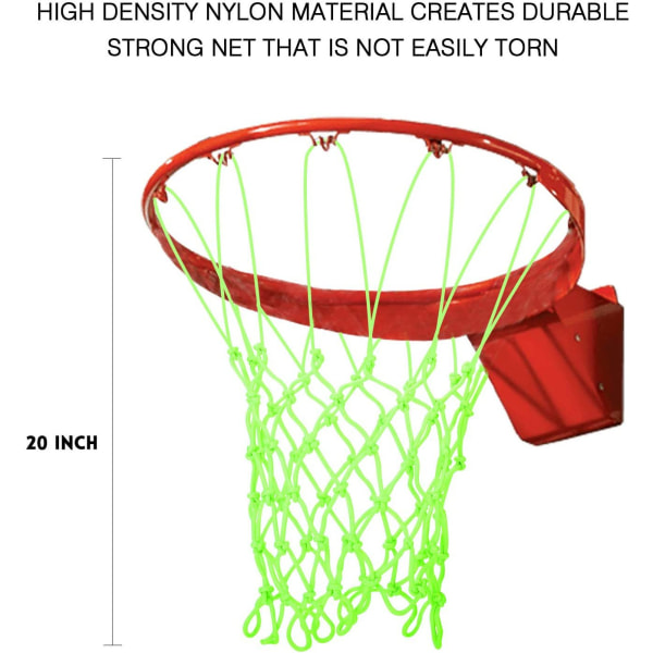 Pimeässä hohtava koripalloverkko ulkokäyttöön, erittäin kestävä koripalloverkko