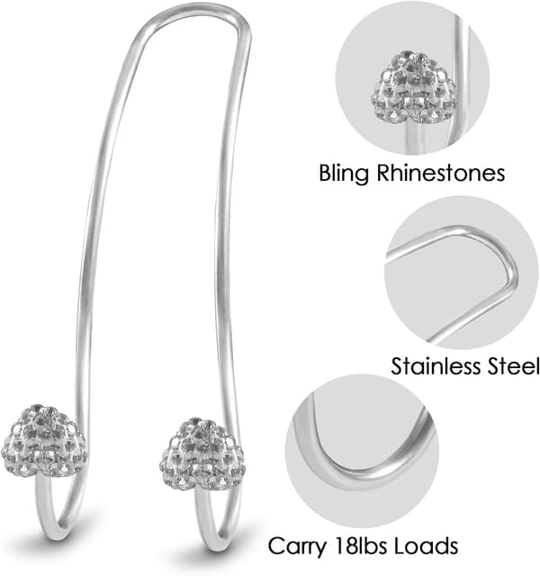Bling hjärtformade handväskkrokar, 2 st bilkrokar