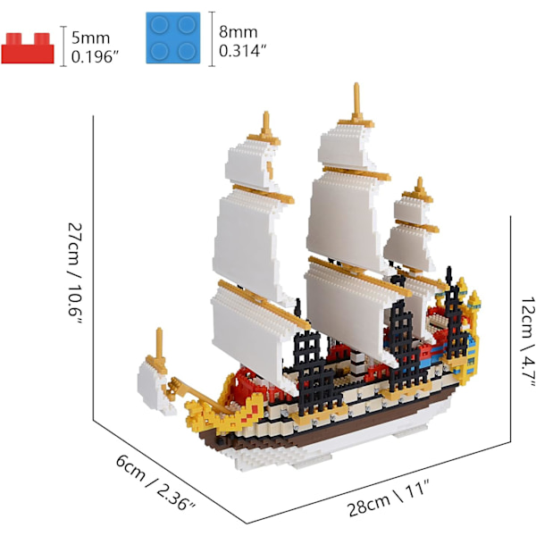 Sejlbåd Skibsbyggeklodser Sæt DIY Nano Mikro Byggeklodser