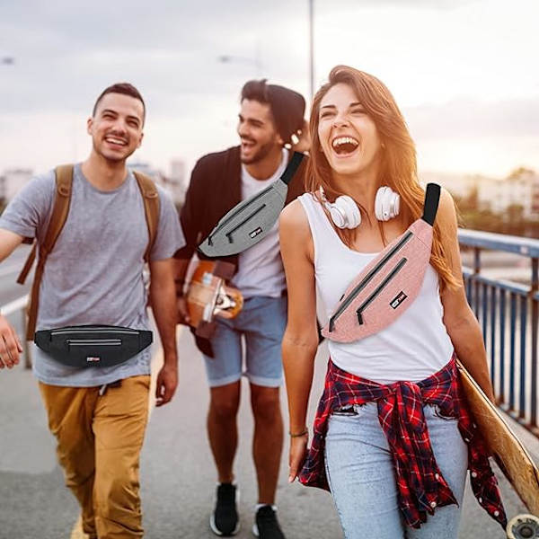 Fanny Pack miehille ja naisille vyölaukku laukku kuulokeliitännällä ja 3