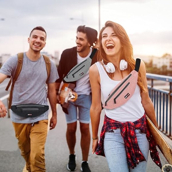 Fanny Pack til mænd og kvinder - Bæltetaske med hovedtelefonstik og 3