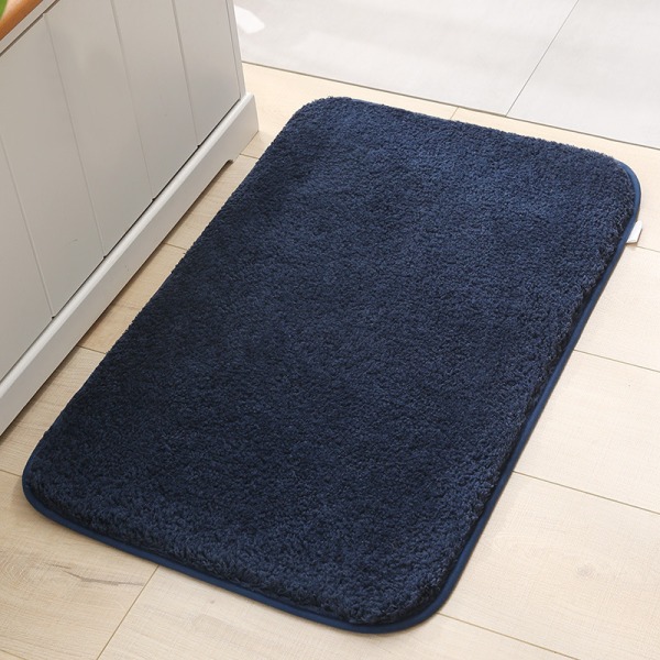 Skridsikker og absorberende lang fluffy mikrofiber bademåtte maskinvaskbar tyk, blød 50x80cm mørkeblå