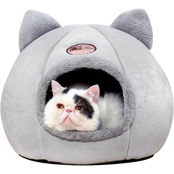 Cat Cave Bed, halkfri botten 2 i 1 hopfällbar halvsluten Cat