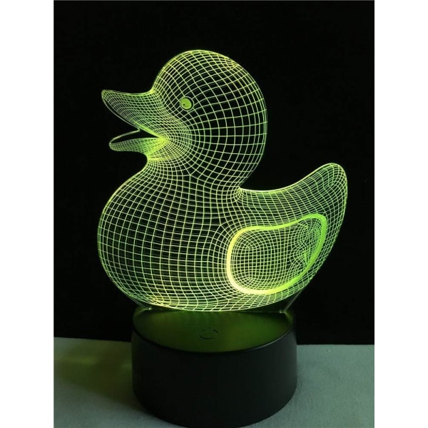 Søt dyr liten gul and lys 3D USB LED stemningslys nattlys flerfarget skiftende bord babygave