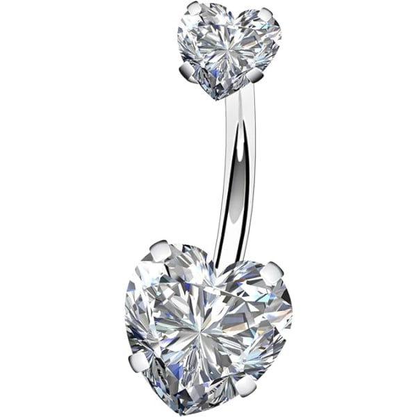 14G Kirurginteräksinen Facet Heart Cubic Zirconia Napanauha