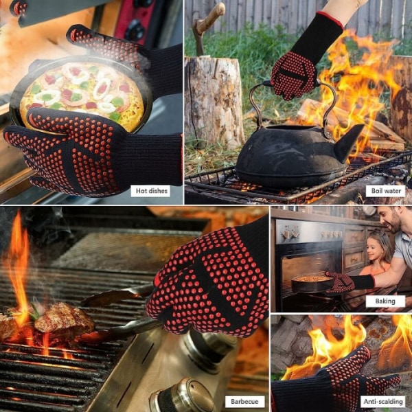 1 Pari BBQ-käsineitä, Lämmönkestävät Uuninhanskat Jopa 800°C, Lämmönkestävät