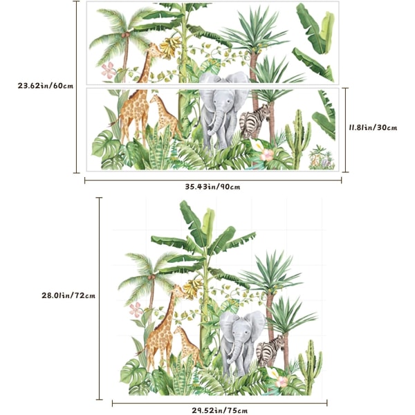 Sarjakuva trooppinen sademetsä eläin seinätarrat, irrotettava vihreä