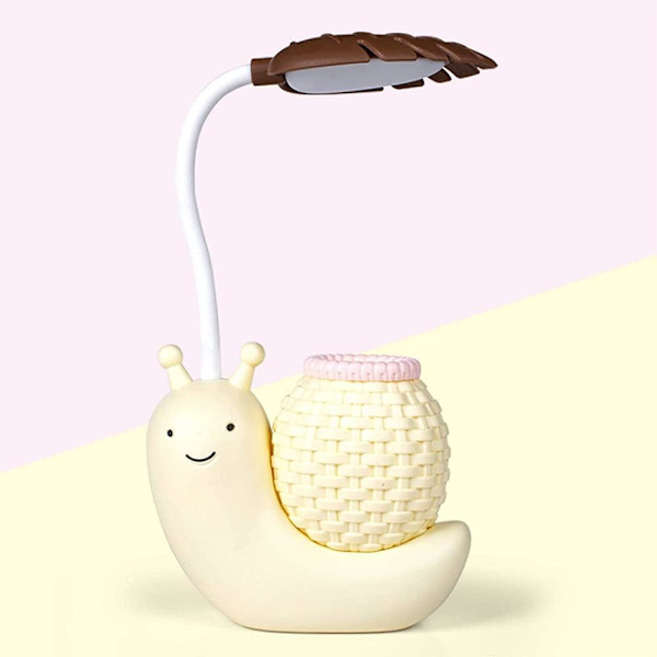 Tegneserie sneglelampe pennholder mobiltelefonramme øyebeskyttelse studieleselampe USB sammenleggbar ladesenglampe gul