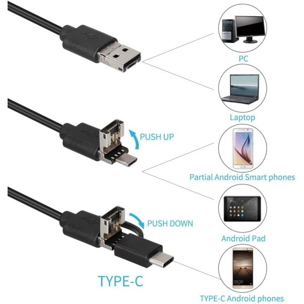 Borescope, Android OTG 5m Vanntett HD Video Snake Borescope Ins