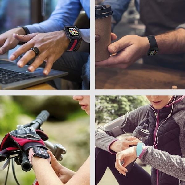 Elastisk rem kompatibel med Apple Watch rem 41mm 40mm 38mm behagelig justerbar sportsrem til iWatch serie 7 6 5 4 SE 3 2 1 damer mænd - sort