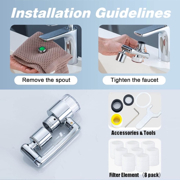 1080° roterande kranmunstycke med filterfunktion Multi-Function