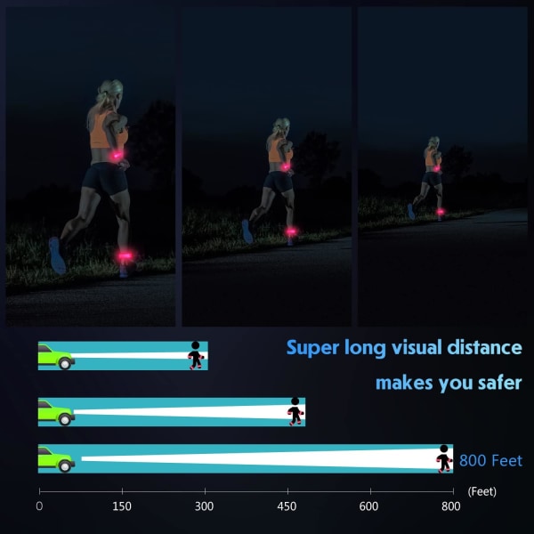 Røde oppladbare LED-løpearmbånd (2-pakning), reflekterende Runnin