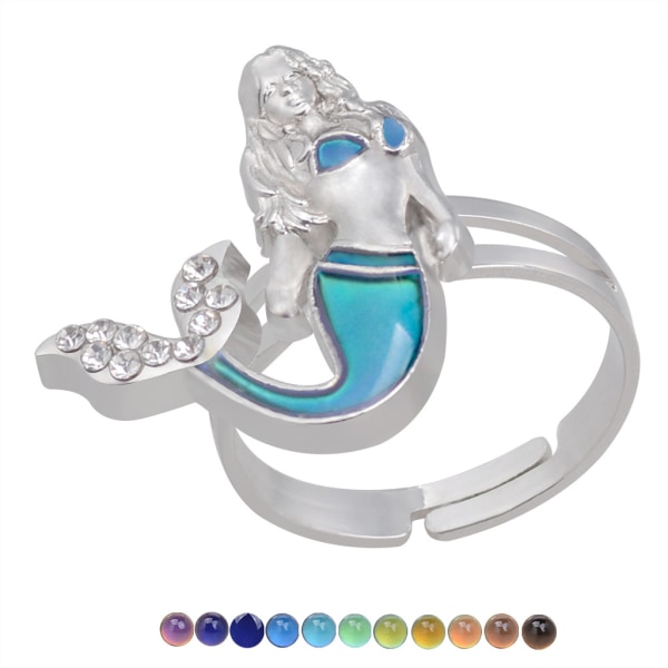 Handgjorda ringar set om 4 stycken termochrom ring ädelsten, öppningsbar justerbar ångest ring för julklapp ring