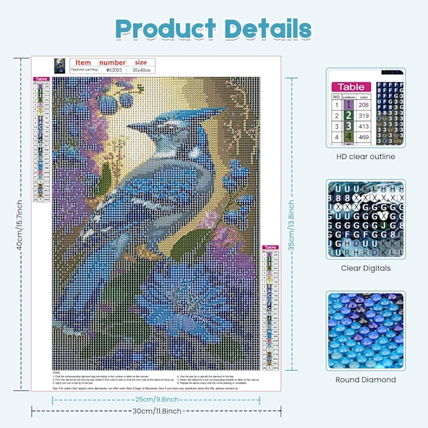 30*40CM Diamantmaleri, 5D DIY Diamantbroderi Maleri Comp