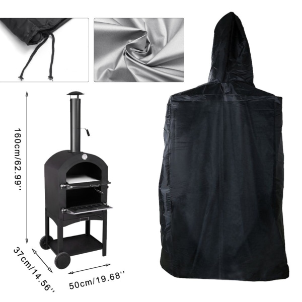 Svart Oxford 37×50×160Cm Utomhus Pizzaugn Överdrag, Skyddande Överdrag