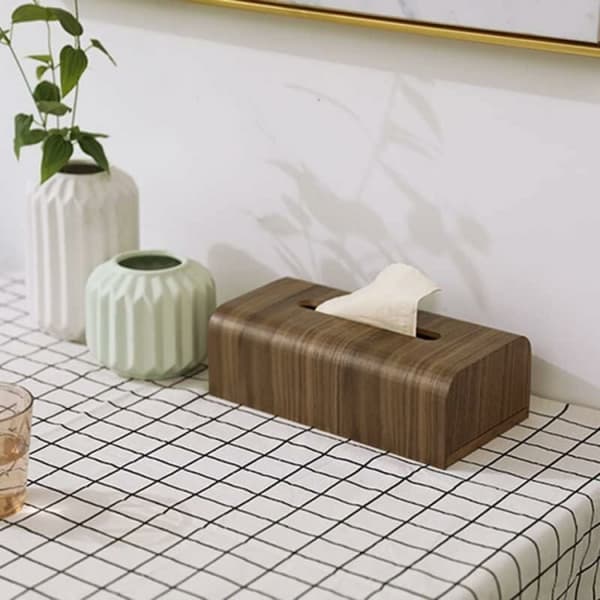 Stue Tissue Box Valnød Træ Papir Box Bord Desktop Opbevaring
