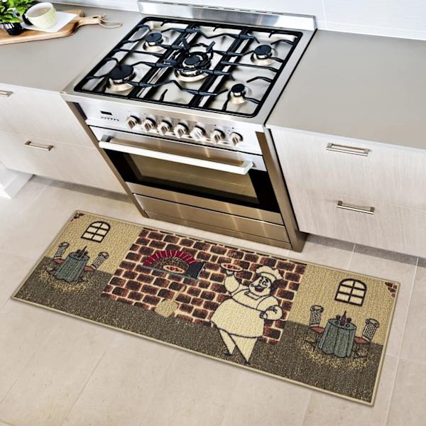 40 x 120 cm Beige keittiön kumipintainen kokkimatokuvio
