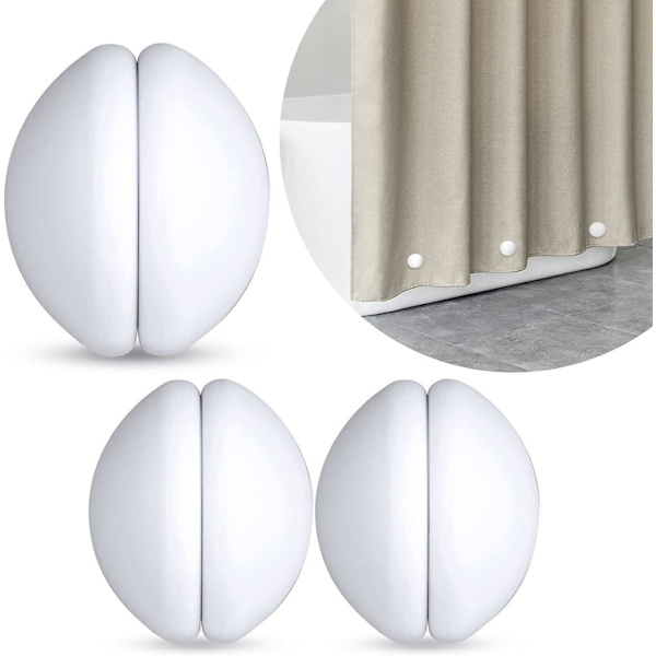 3 par, duschdraperivikter, silikonbelagda duschdraperier,
