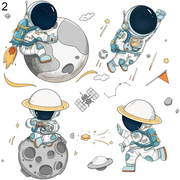 Sæt Spaceman Pattern Wall Stickers Fadeless Pvc høj holdbarhed B
