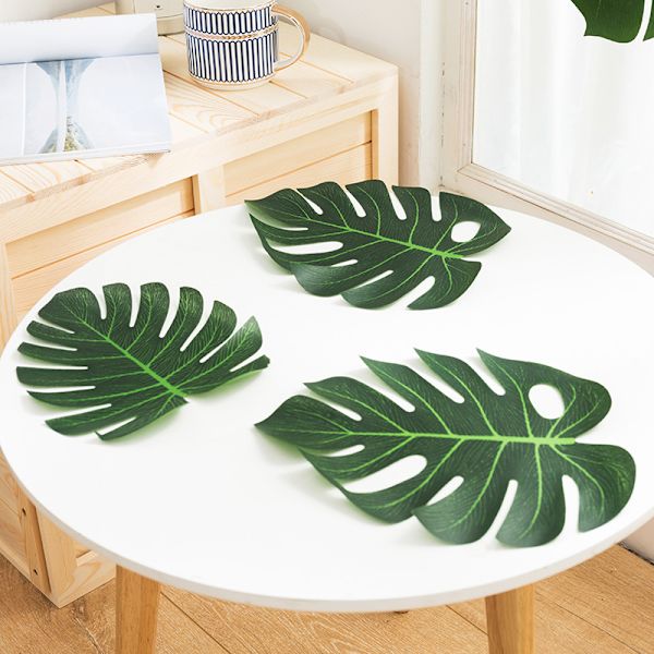 15-pack konstgjorda palmblad för hawaiiansk inredning, luau, safari