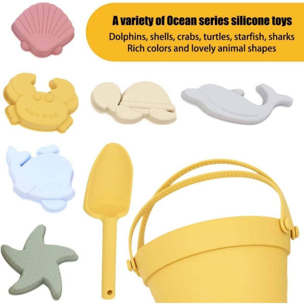 Jouets de sable en silikon, kit de jouets de plage 8 pieces, jou