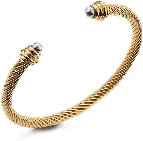 Kabel Manchet Armbånd til Kvinder Rustfrit Stål Wire Twiste