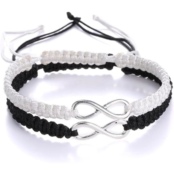 2 st/set rostfritt stål 8 oändlighet par armband flätat läder