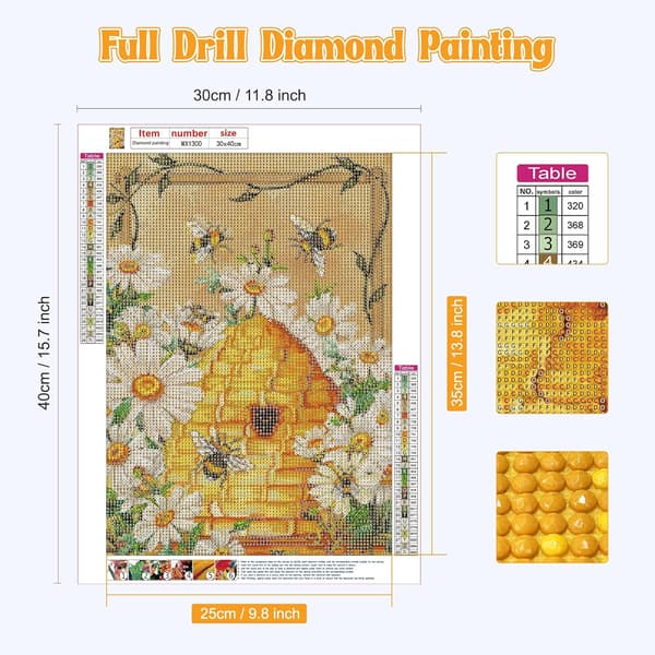30*40CM Bier Diamantmalingssæt Voksne, Blomster Diamantmaling