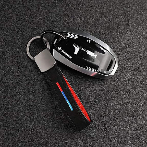 Peugeot nøglering, nøglering i læder til bil, personlig tricolor-emblem