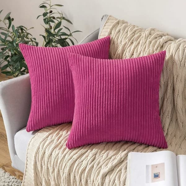 45x45cm Fuchsia Sæt med 2 Dekorative Fløjls Pudebetræk Sofa S