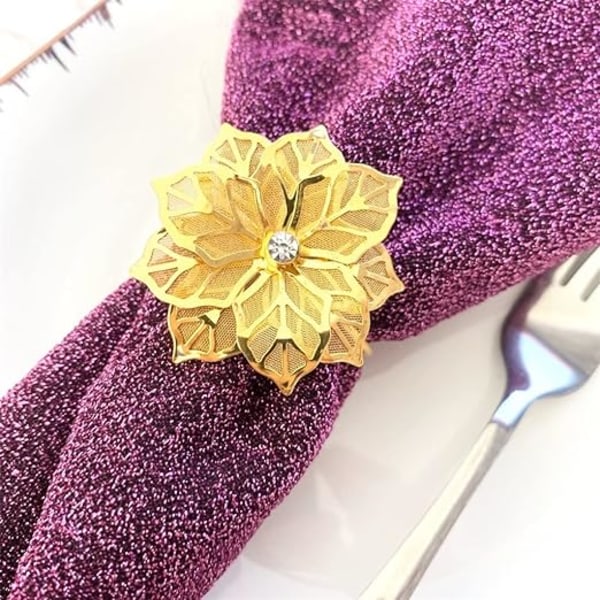 1 st hotell guld servett spänne mesh blomma servett ring borr blomma