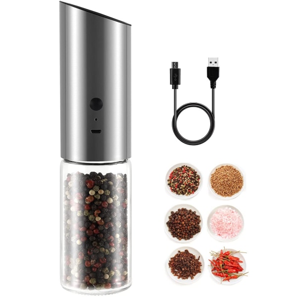 Automatisk salt- og pepperkvern elektrisk krydderkvern med LED-lampe A
