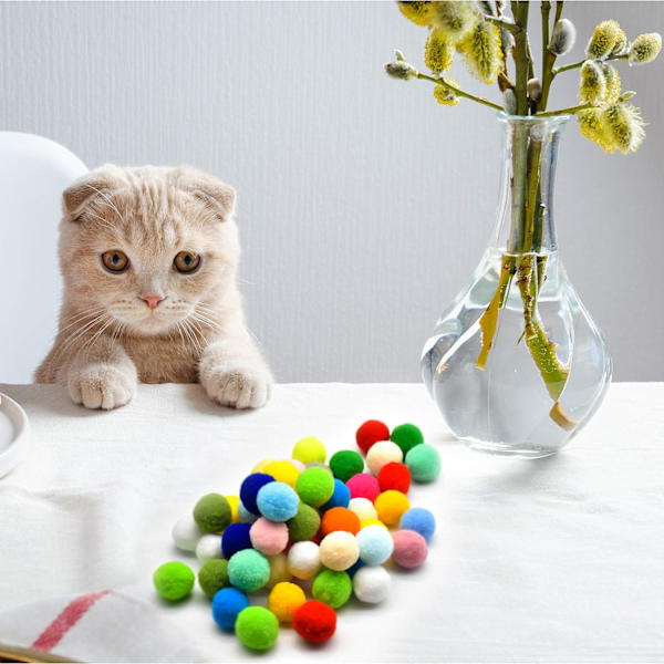 40 stk. Kattelegetøjskugler 3CM, bløde farverige kattekugler Kat Pompoms Bal