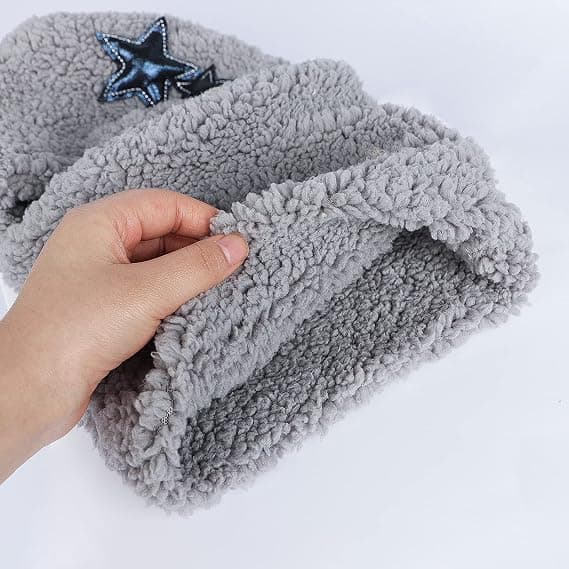 1 stk grå (58-60 cm) Vinterlue i fleece 3-i-1 for barn gutter jenter