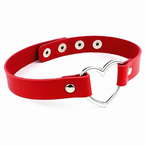 Rød choker halskæde til kvinder - Læderlegering 33-40cm